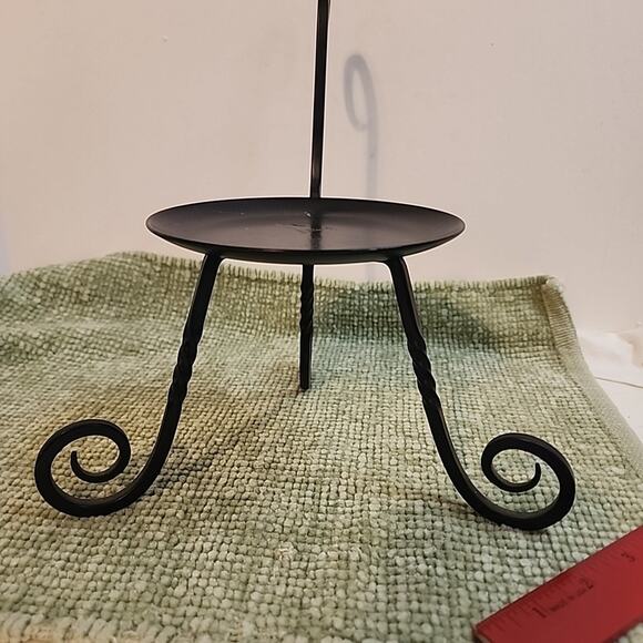 Partylite Black Wrought Iron Metal Candle Holder Scroll Swirl Stand - Picture 3 of 7